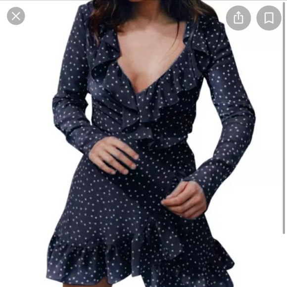 Star Print Dress Wrap Dress - Picture 3 of 5